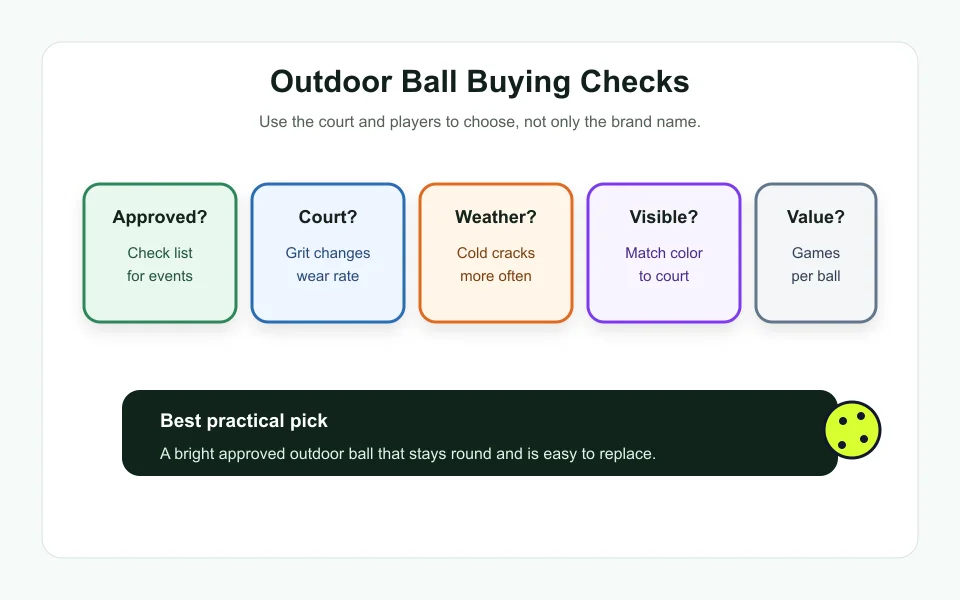 Buying checks for choosing outdoor pickleball balls